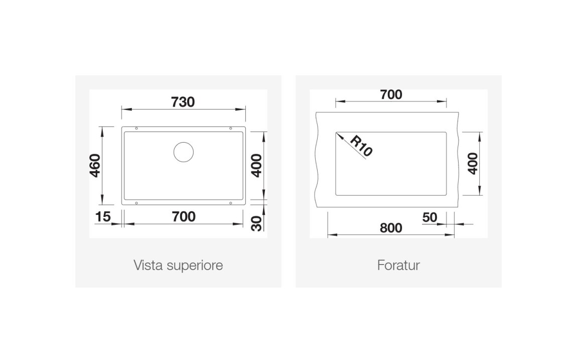 BLANCO SUBLINE 700-U Spüle Aus SILGRANIT PuraDur II – Felsgrau, Für Unterbau, 80 Cm Breite, Mit Ablaufgarnitur