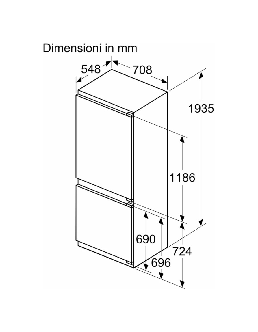 Bosch KBN96VFE0 Serie 4 Built-in fridge with freezer cm. 71 h 194