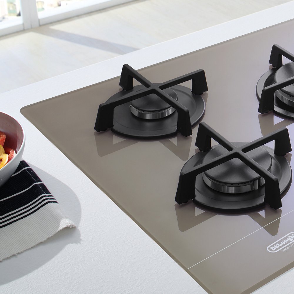 De Longhi SLF575LT2 SLF 575 LT2 Slim Glass Gas cooking top cm. 75 - tortora  | Vieffetrade