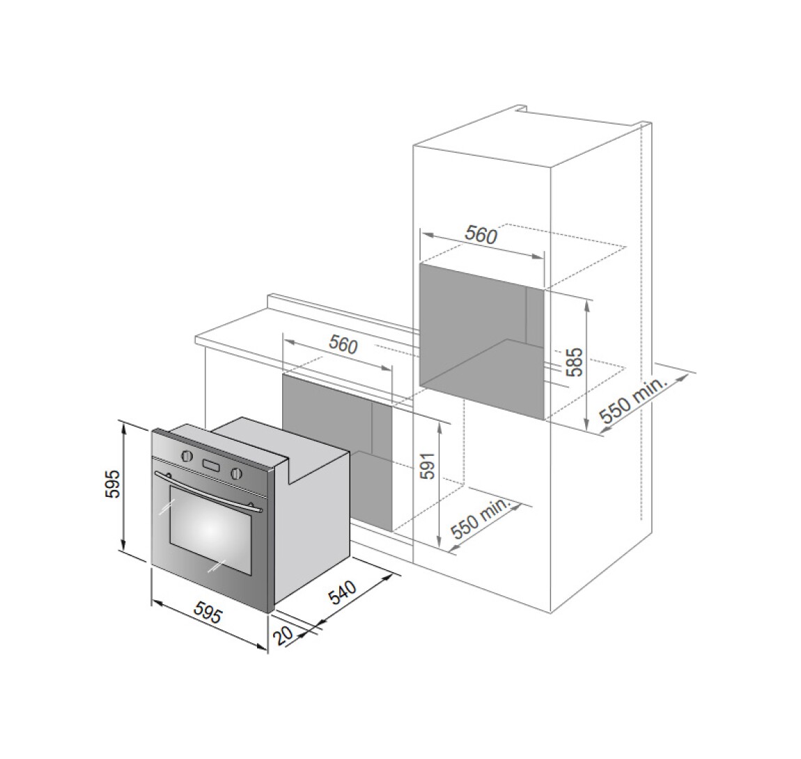 De Longhi YMA6ED Continuativi 60 cm electric oven - stainless steel |  Vieffetrade