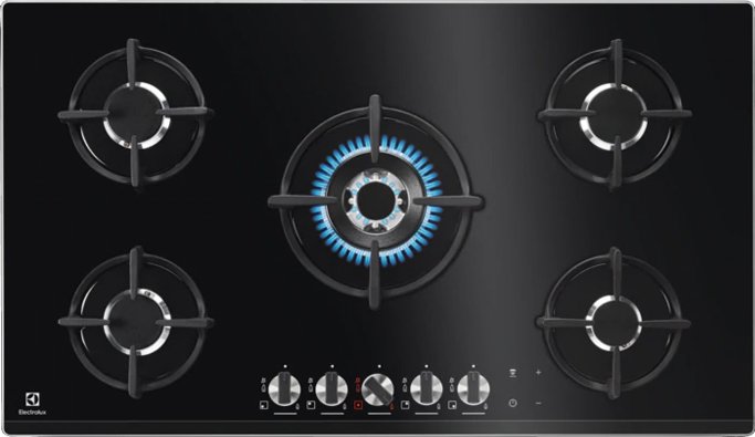 Electrolux PVN95FUOV Encimera de gas cm. 88 - de vidrio templado-negro |  Vieffetrade