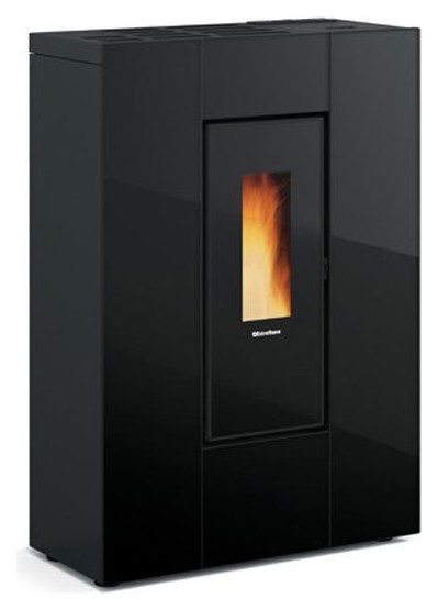 Extraflame Nordica MARILENA PLUS AD - CRYSTAL FUME' 1283008 narrow pellet  stove, ducted 23.2 kw - 665 m³ heated - smoked - glass coating | Vieffetrade