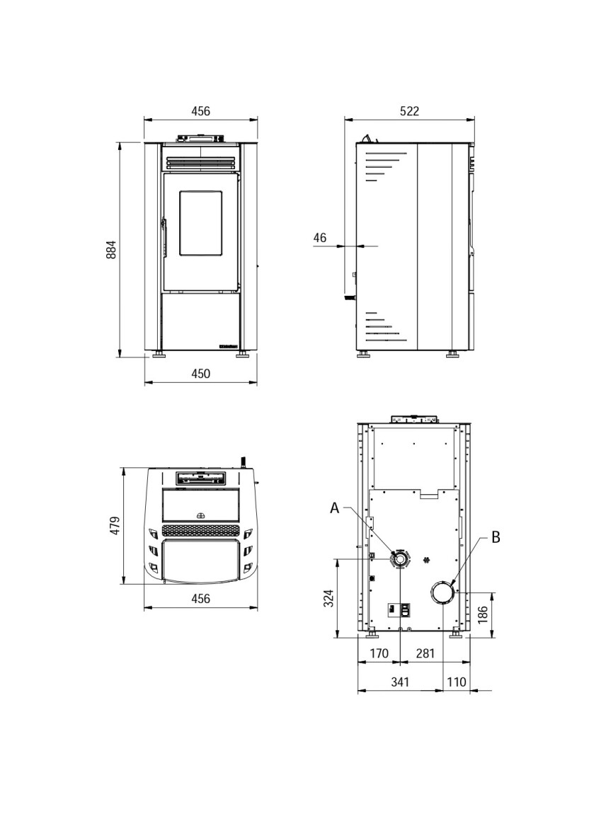 Extraflame Nordica KETTY EVO 2.0 1280214 6.5 kw ventilated pellet stove -  parchment | Vieffetrade