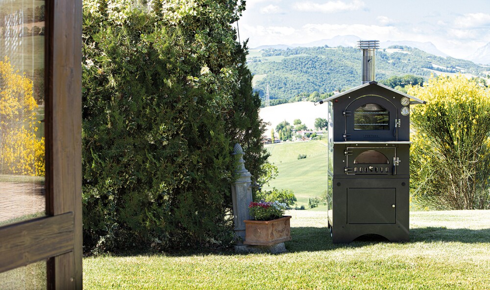 Fontana Forni GUSTO Platino Outdoor wood oven - anthracite / stainless  steel | Vieffetrade