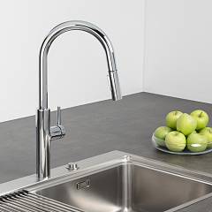 Franke Küchenarmatur Pescara XL Slide-in Chrom - Mit Brause-Funktion, Flexiblen Schläuchen, Keramikkartusche