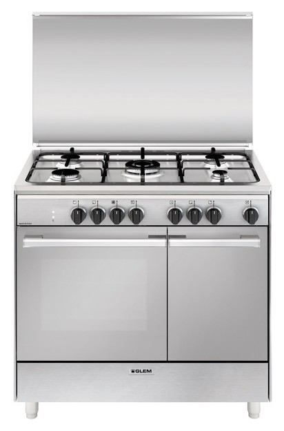 Glem UR965MI Unica Approach kitchen cm. 90 x 60 - stainless steel 5 burners  - 1 electric oven - gas cylinder holder | Vieffetrade