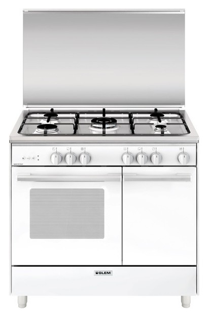 Glem UR965VX Unica Kitchen cm. 90 x 60 - white 5 fires - 1 gas oven -  cylinder holder | Vieffetrade