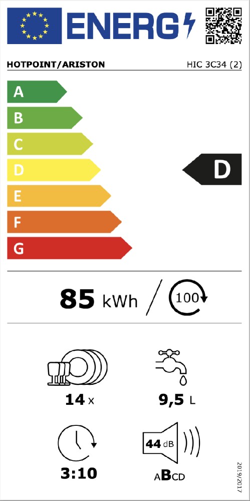 Hotpoint Ariston HIC3C34 Total integrated dishwasher 60 cm - 14 place  settings | Vieffetrade