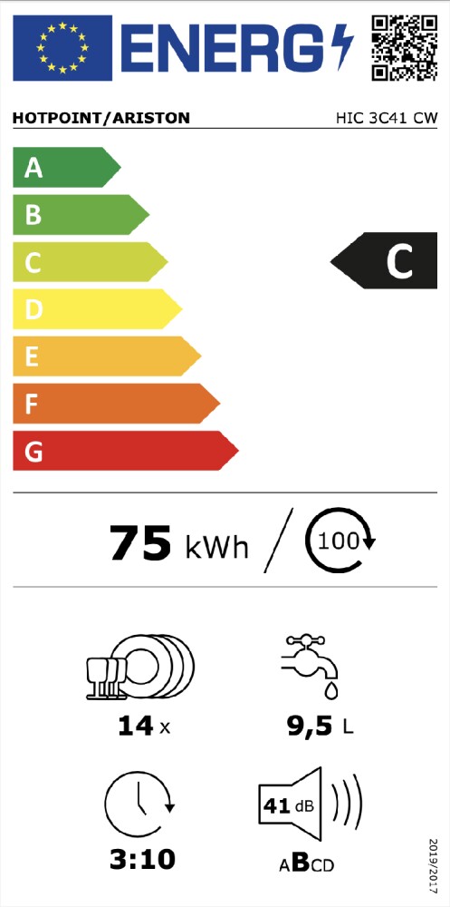 Hotpoint Ariston HIC3C41CW Insgesamt integrierte spülmaschine 60 cm - 14  gedecke | Vieffetrade