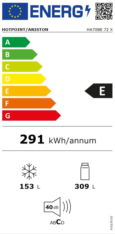 Hotpoint Ariston HA70BE72X Réfrigérateur sur pied avec congélateur - cm.  70h. 195 - lieutenant 462 - acier inoxydable | Vieffetrade