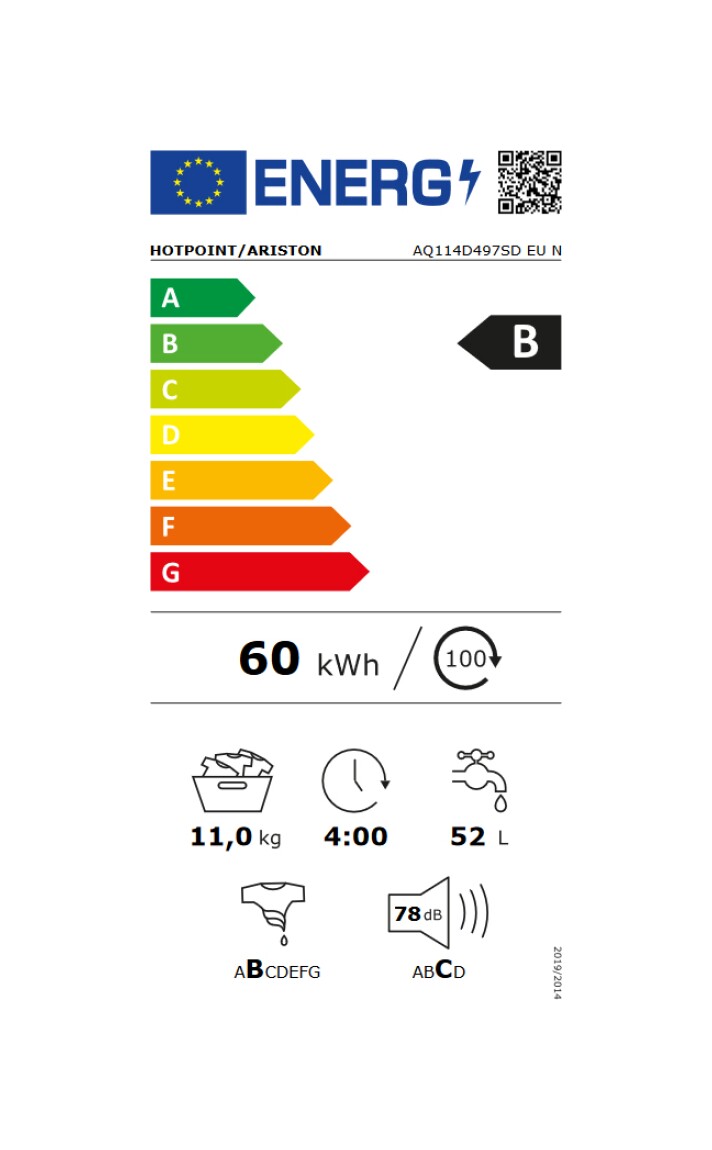 Hotpoint Ariston AQ114D497SD EU N Washing machine cm. 60 - capacity 11 kg -  white | Vieffetrade