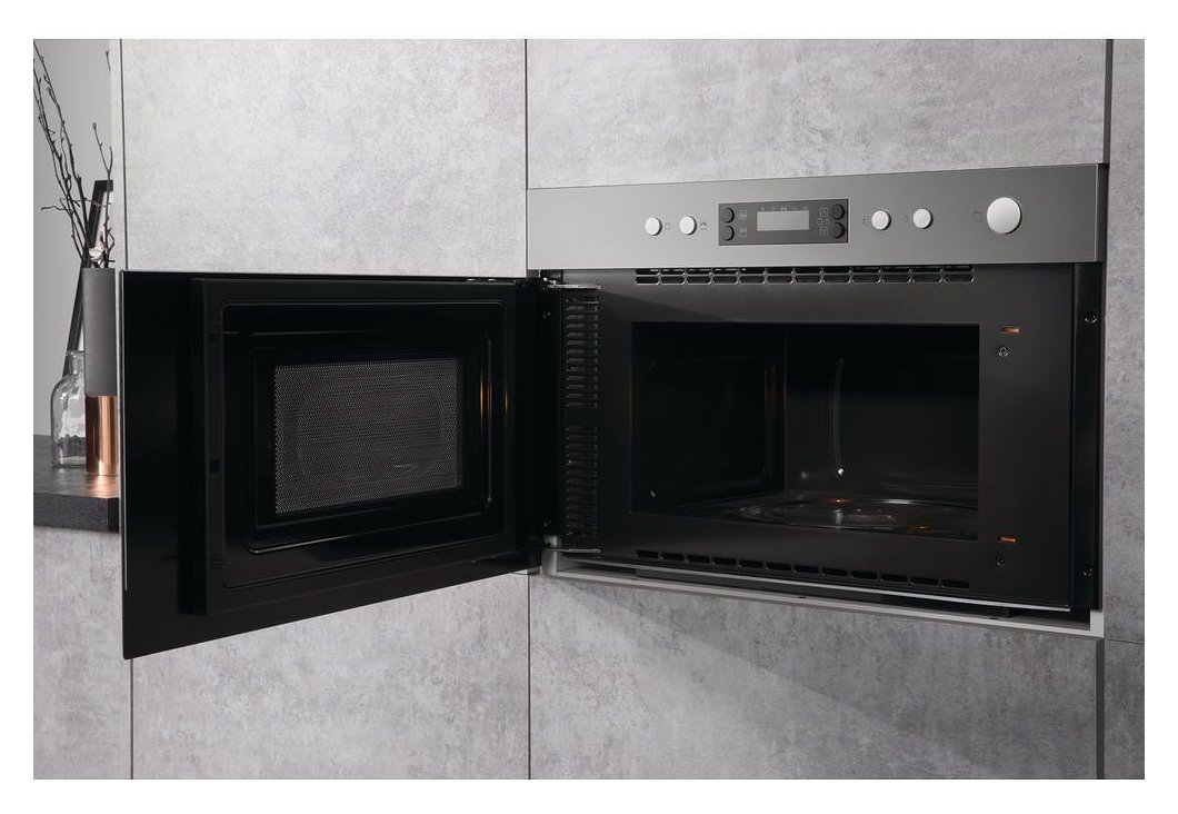 Hotpoint Ariston MN 314 IX HA Horno microondas 60 lt. 22 acero inoxidable /  vidrio negro. | Vieffetrade