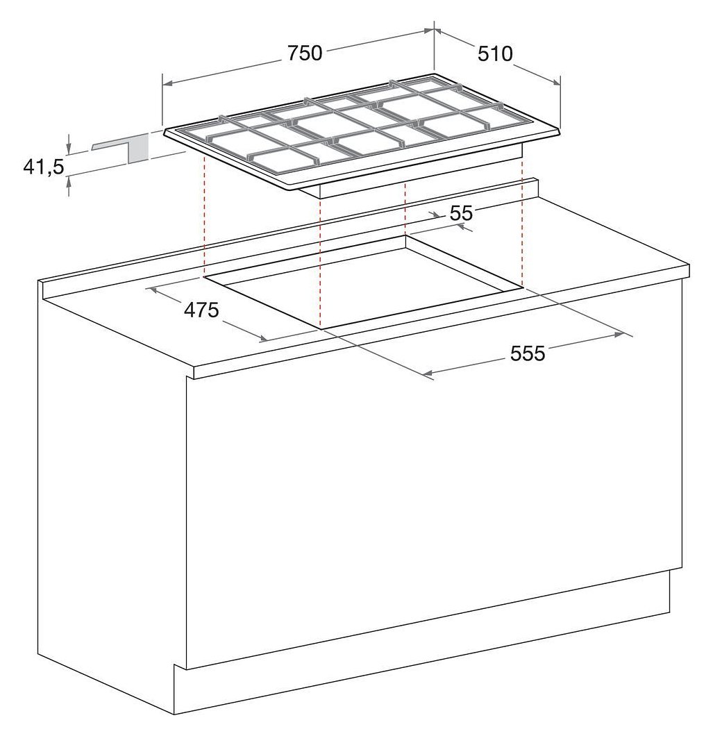 Hotpoint Ariston FTGHL 751 D/IX/HA Gaskochplatz cm. 75 - inox | Vieffetrade