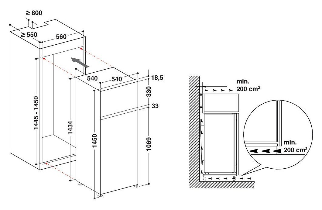 Indesit IN D 2040 AAS IN D 2040 AA/S Réfrigérateur avec congélateur cm. 54  - h. 145 - 202 lt - blanc | Vieffetrade