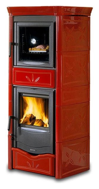 Nordica NICOLETTA FORNO EVO 7116380 Wood stove hot air natural convection 9  kw - bordeaux majolica coating | Vieffetrade
