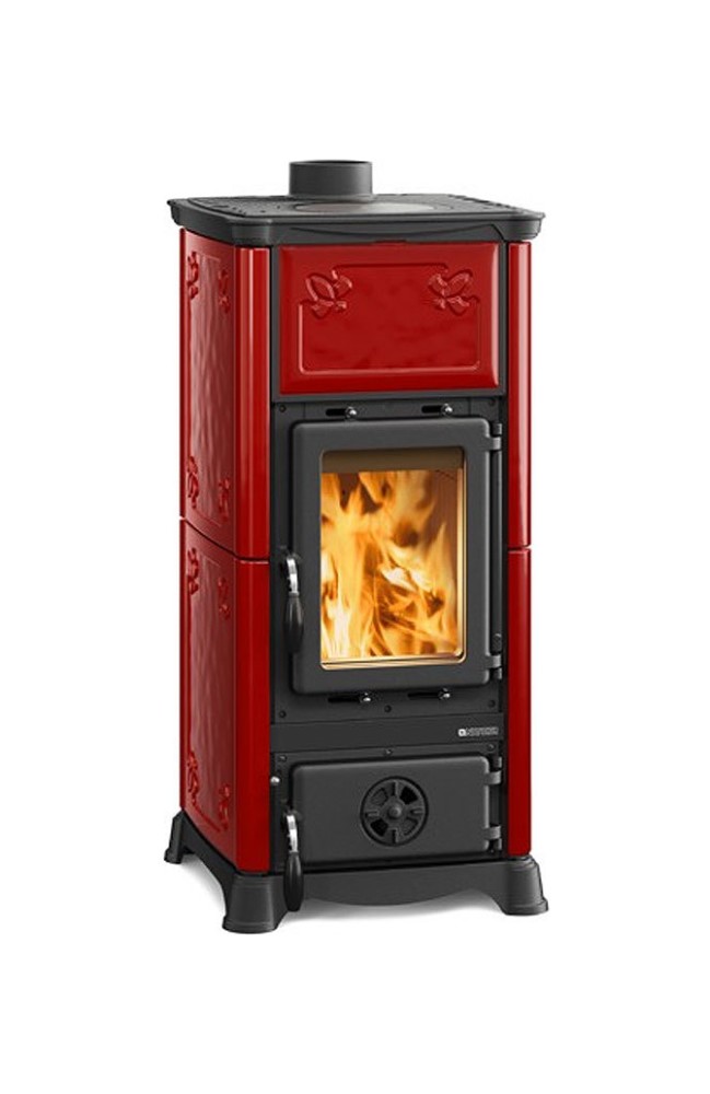 Nordica EMILIANA - BORDEAUX 7112600 Wood stove 6.5 kw - 186 m³ heated -  bordeaux - majolica coating | Vieffetrade