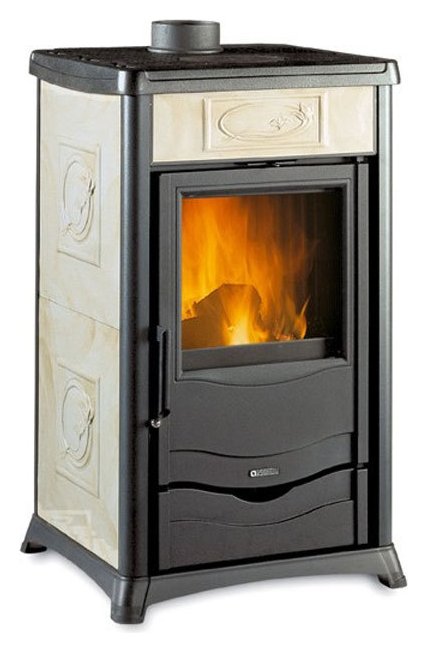 Nordica ROSSELLA PLUS 7112268 Wood stove hot air natural convection 8 kw - antique  liberty parchment majolica coating | Vieffetrade