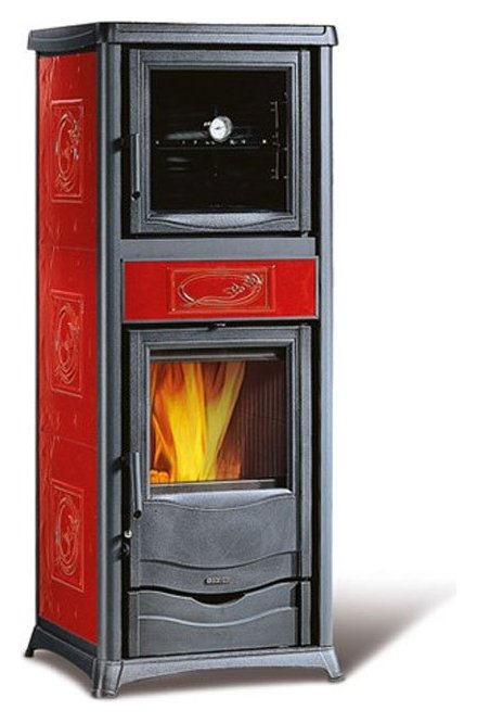 Nordica ROSSELLA PLUS FORNO EVO 7112380 Wood stove hot air natural  convection 9 kw - bordeaux liberty majolica coating | Vieffetrade