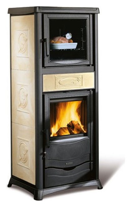 Nordica ROSSELLA PLUS FORNO EVO 7112384 Wood stove hot air natural  convection 9 kw - antique liberty parchment majolica coating | Vieffetrade