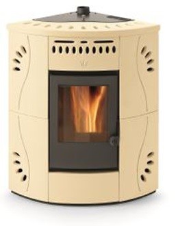 Phebo Stufe GAIA AVORIO Pellet stove hot air ducted upper smoke outlet 13  kw - ivory majolica coating | Vieffetrade