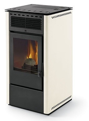 Phebo Stufe NIKE' BIANCA Hot air pellet stove canalized rear smoke outlet  13 kw - white metal coating | Vieffetrade