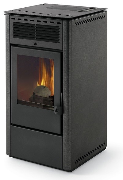 Phebo Stufe NIKE' NERA Pellet stove with hot air ducted rear smoke outlet  13 kw - black metal coating | Vieffetrade