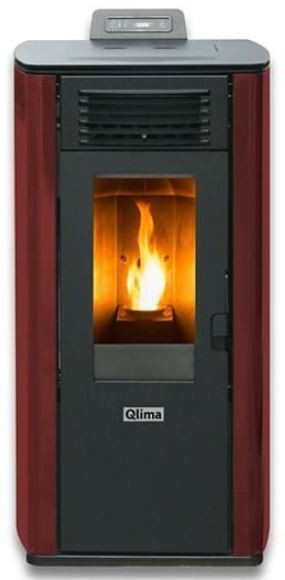 Qlima FIORINA74-RED 7 kw ventilated hot air pellet stove - red metal  cladding | Vieffetrade