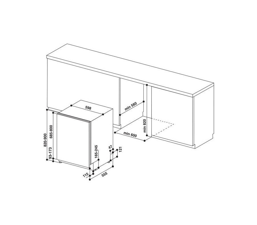 Whirlpool WIC 3C33 F Total integrated dishwasher cm. 60 - 14 seats |  Vieffetrade